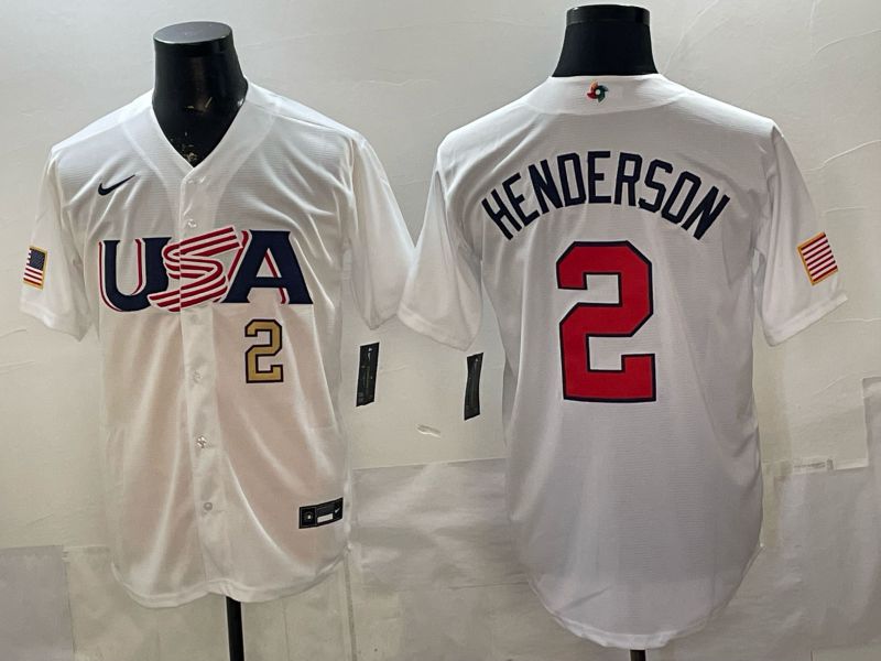 Men 2026 World Cub USA #2 Henderson White Nike MLB Jersey style 005